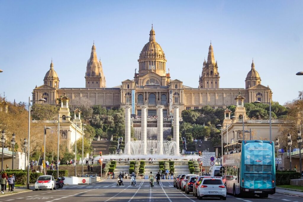 panoramic view of the Montjuic Palace in Montjuic Hill