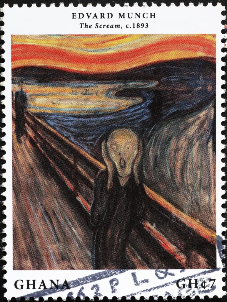The Scream by Edvard Munch celebrated on African stamp