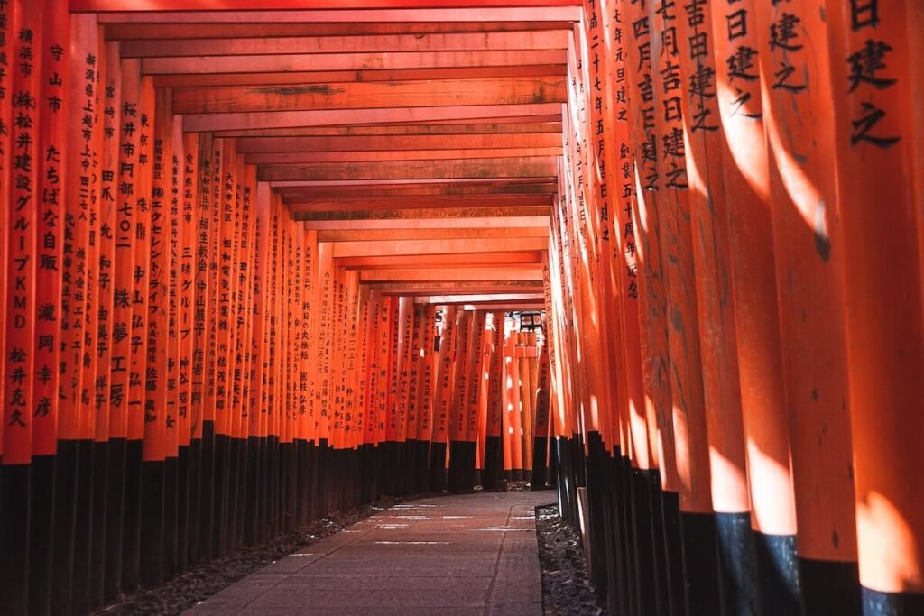 rows of torii gates at Fushimi Inari Shrine