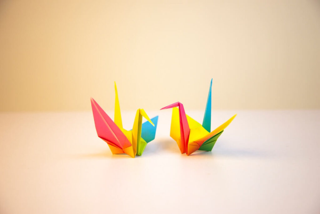 colorful paper crane origami