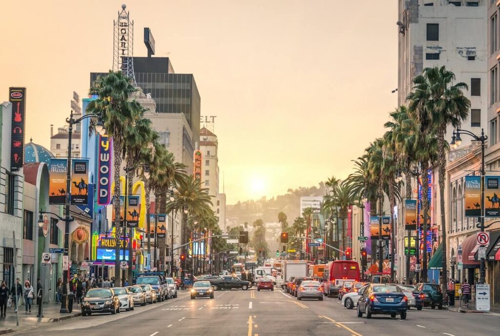 sunset at Hollywood, California