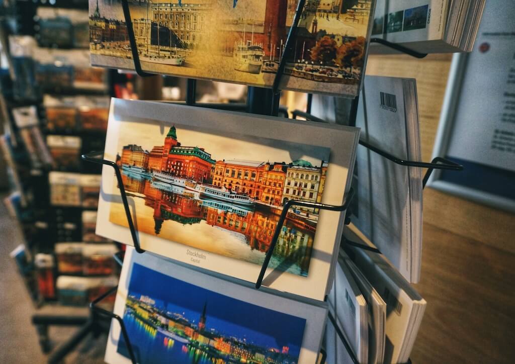 A postcard is a classic Swedish souvenir