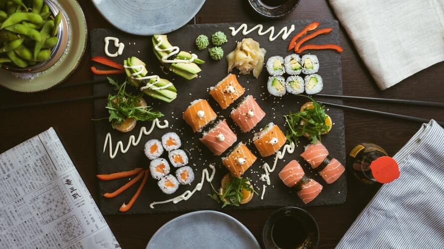 A platter of sushi