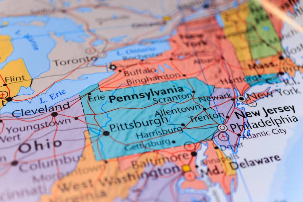 pennsylvania on the map