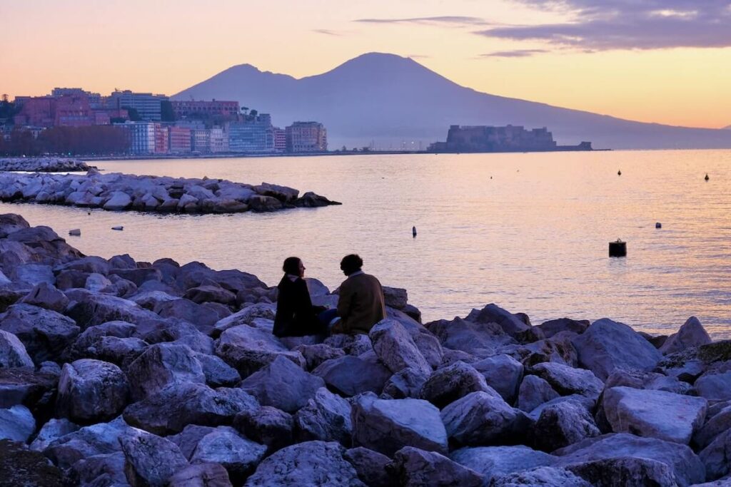 couple enjoying at a coast in Napls