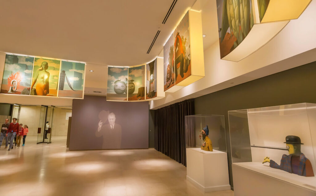 Visitors inside hall of Rene Magritte Museum