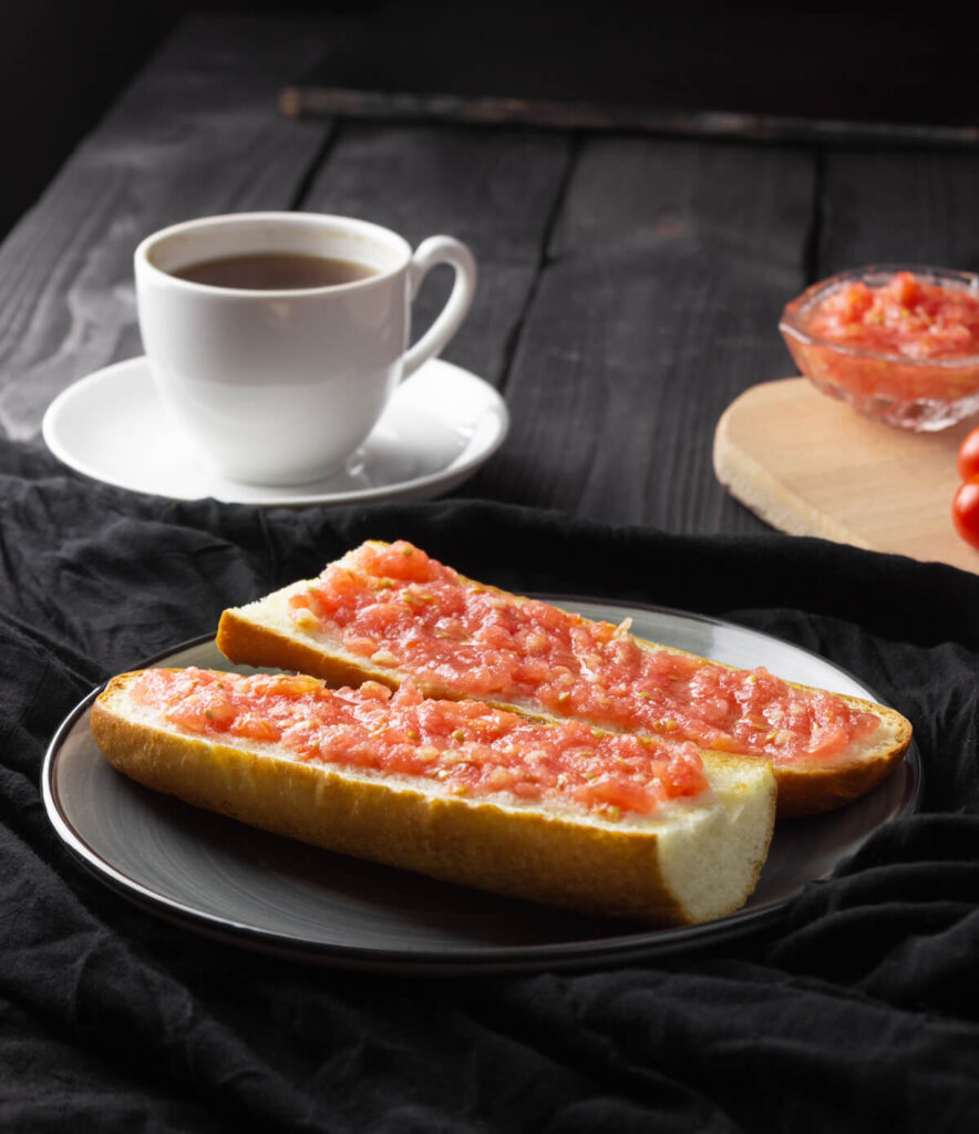 Toast with tomato, traditional Spanish breakfast