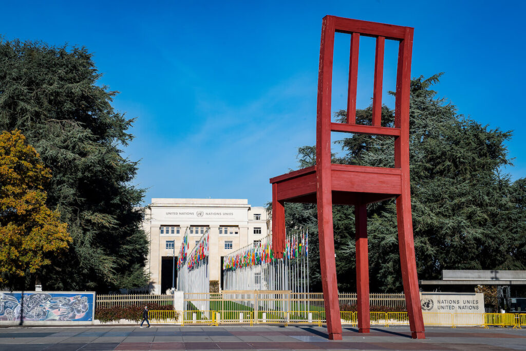Broken Chair in Place des Nations square