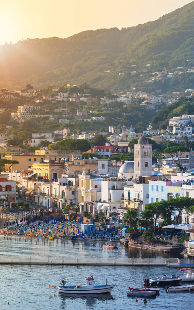 Lacco Ameno town at sunrise