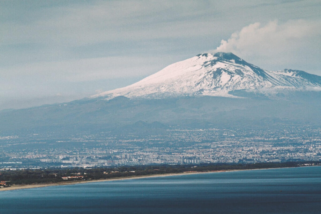Mount Etna and surrounding town