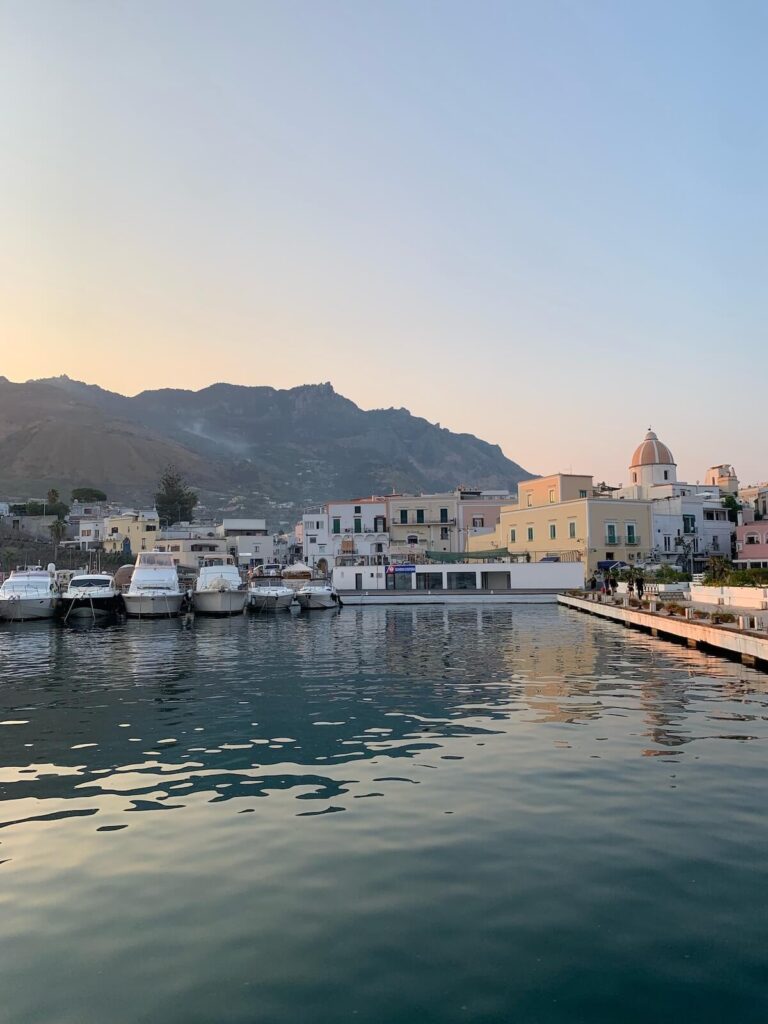 View of departing ferry in Ischia