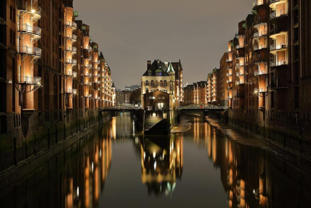 Speicherstadt evening view