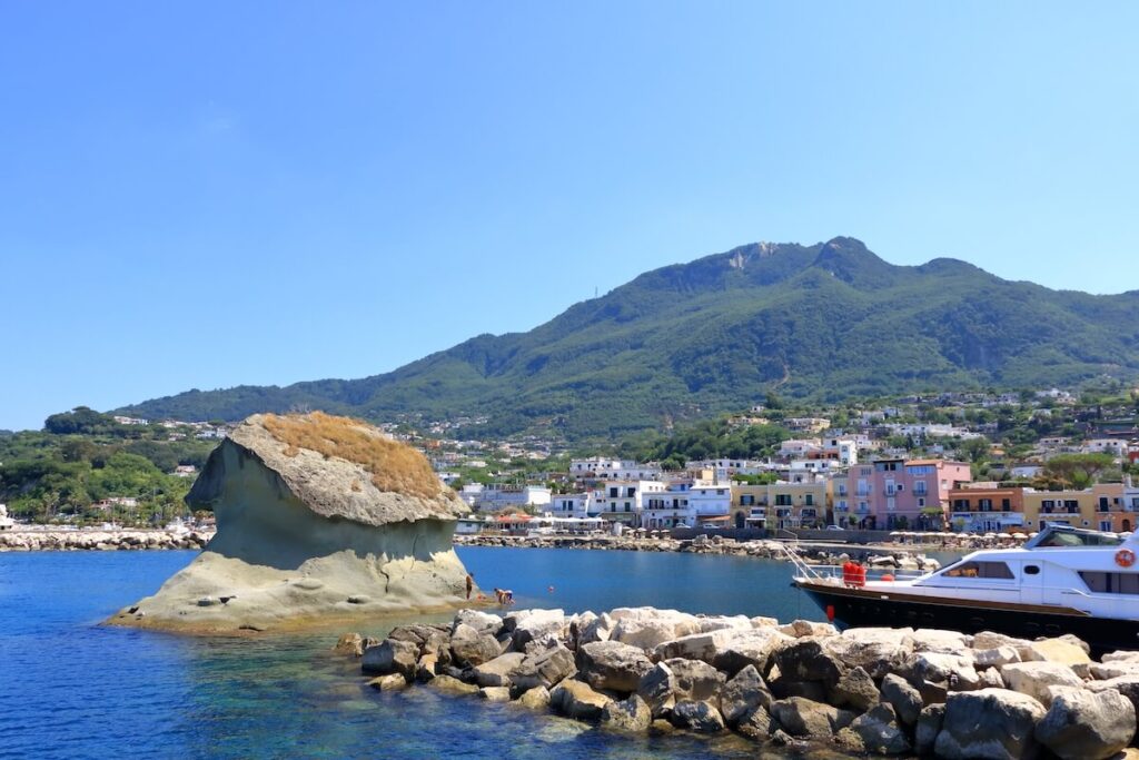 Coastal landscape of Lacco Ameno from the sea