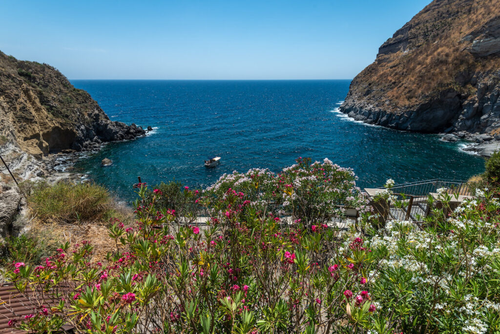 Beautiful bay Sorgeto with thermal springs in the sea. Ischia, Italy.