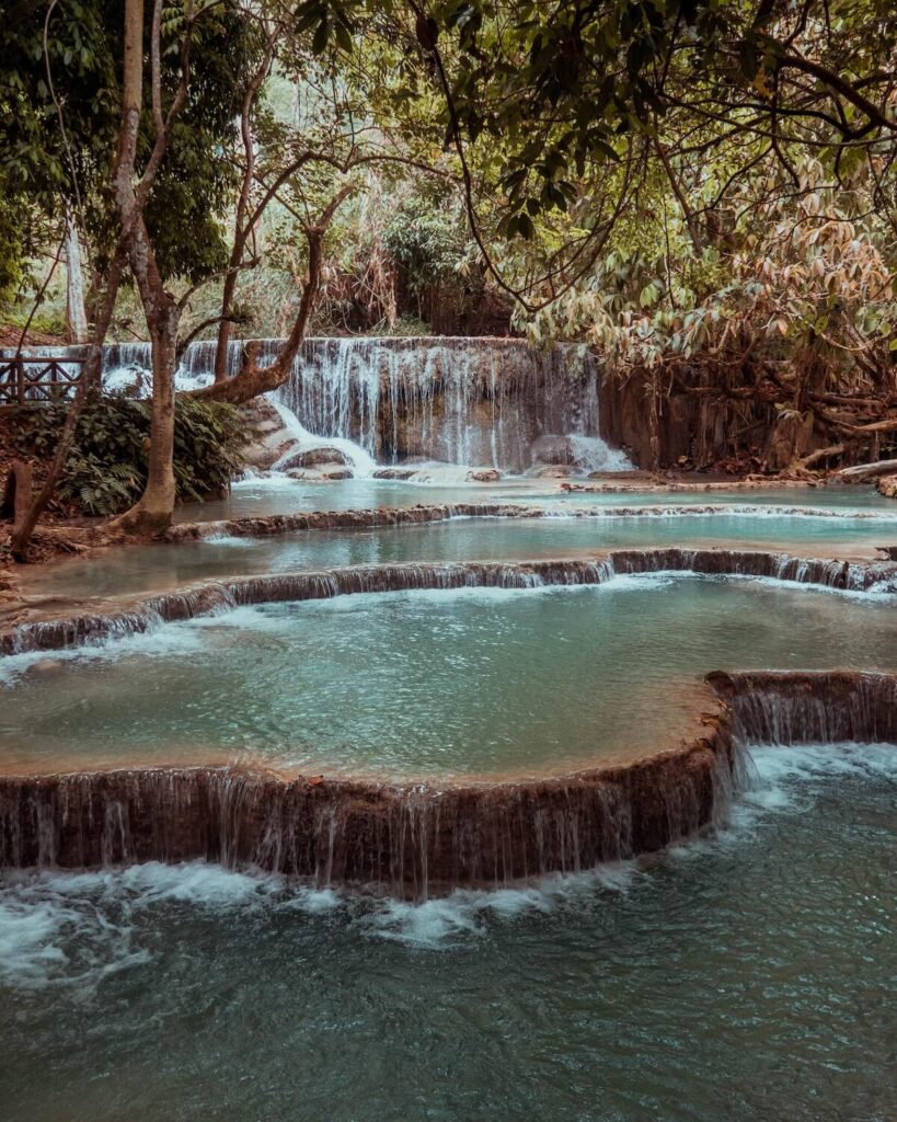Lower-tier cascades at Kuang Si Falls near Luang Prabang, Laos