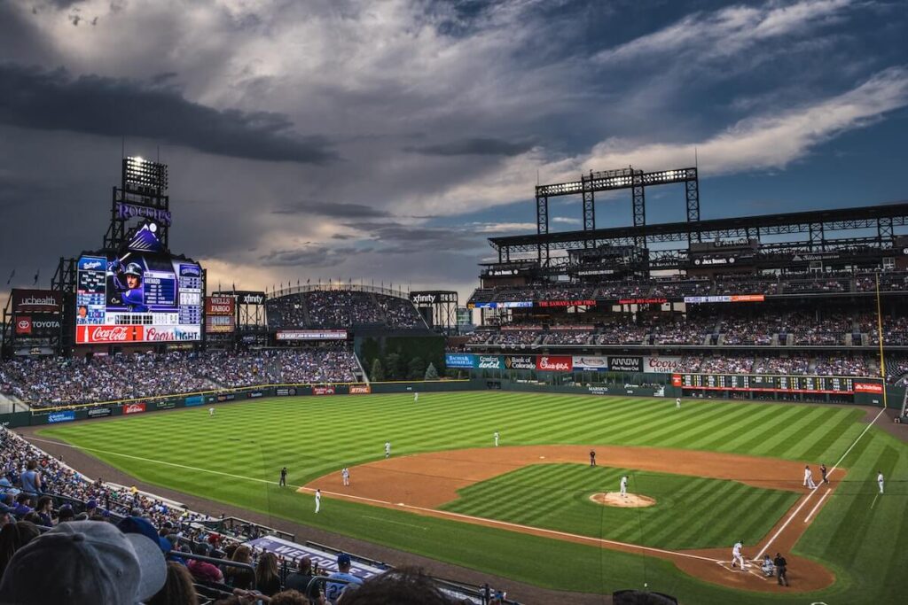 Thunderstorm looming over Rockies game
