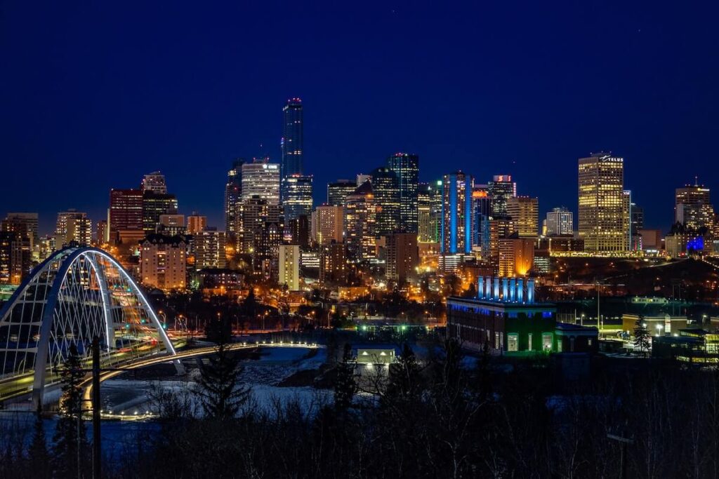 night city view of Edmonton Canada