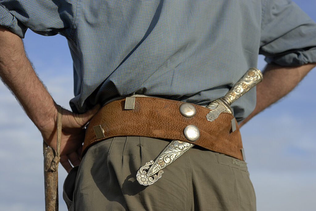 Gaucho, Argentinian cowboy, with silver knife and leather belt