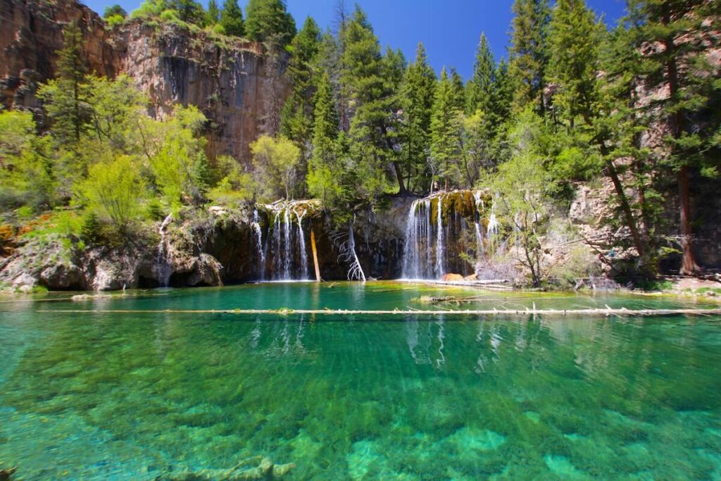 crystal clear waters of the Hanging Lake in Colorado