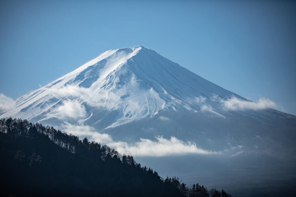 snowy peaks of mt fuji japan