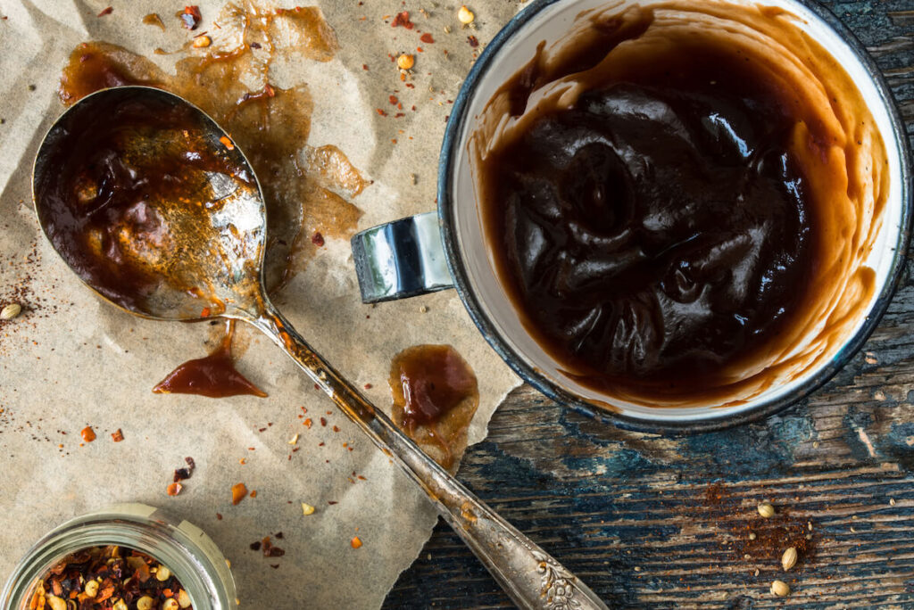 BBQ Sauce in a Metal Cup