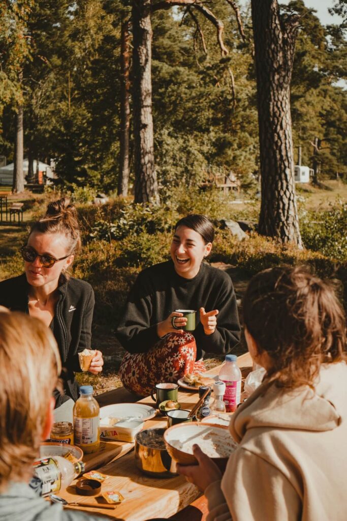 people enjoying dining outside