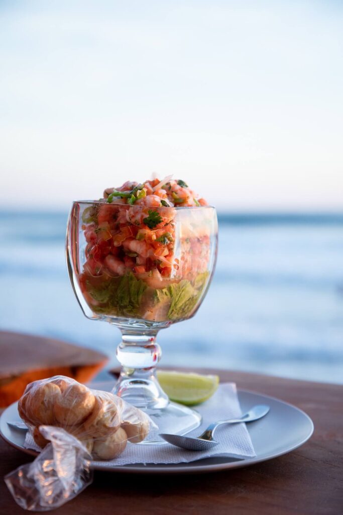 ceviche on a glass