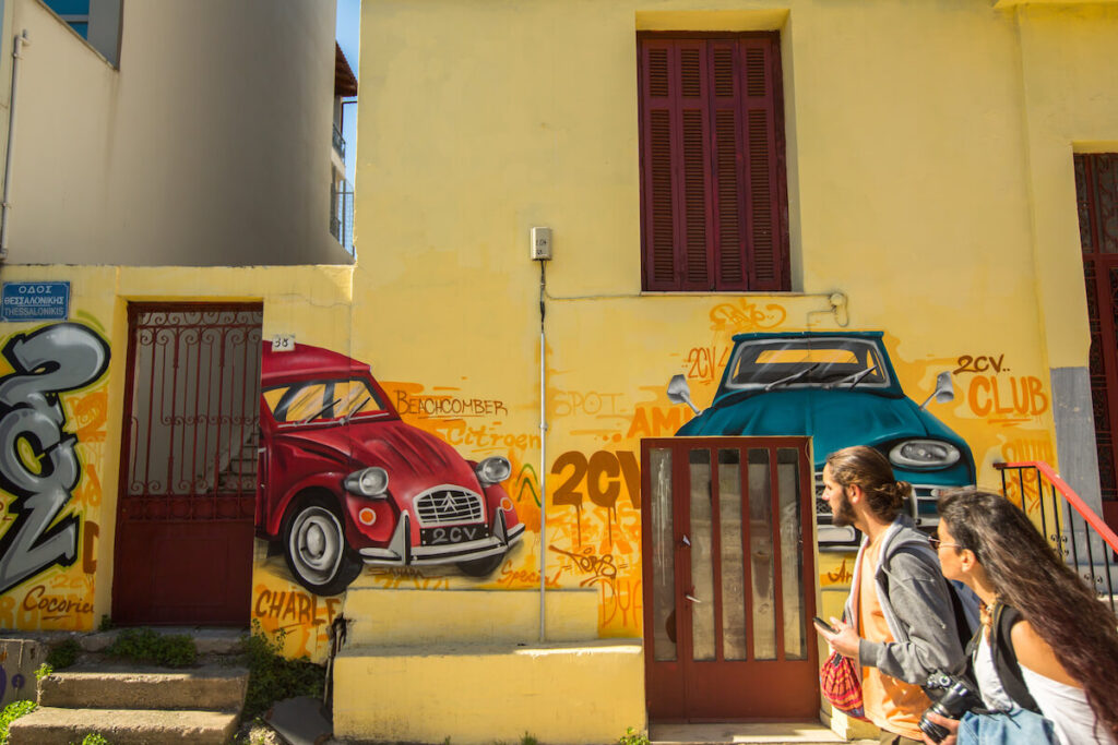 Contemporary graffiti art on city walls