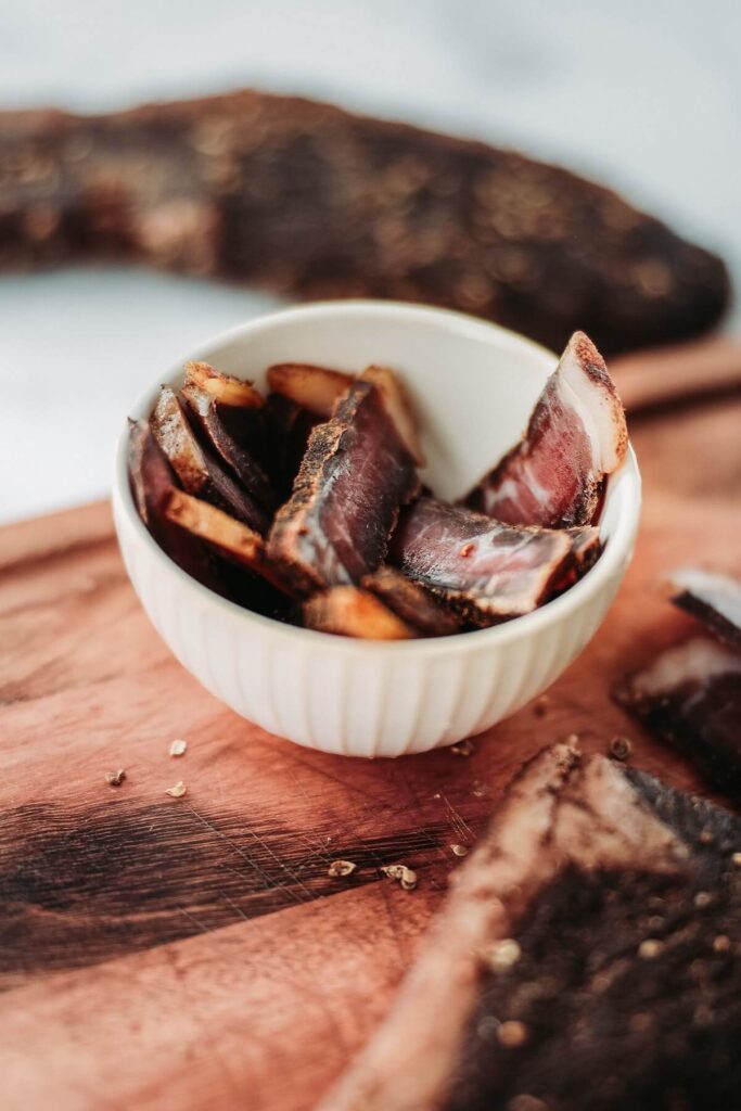 Biltong, dried meat from Africa, has become popular worldwide.