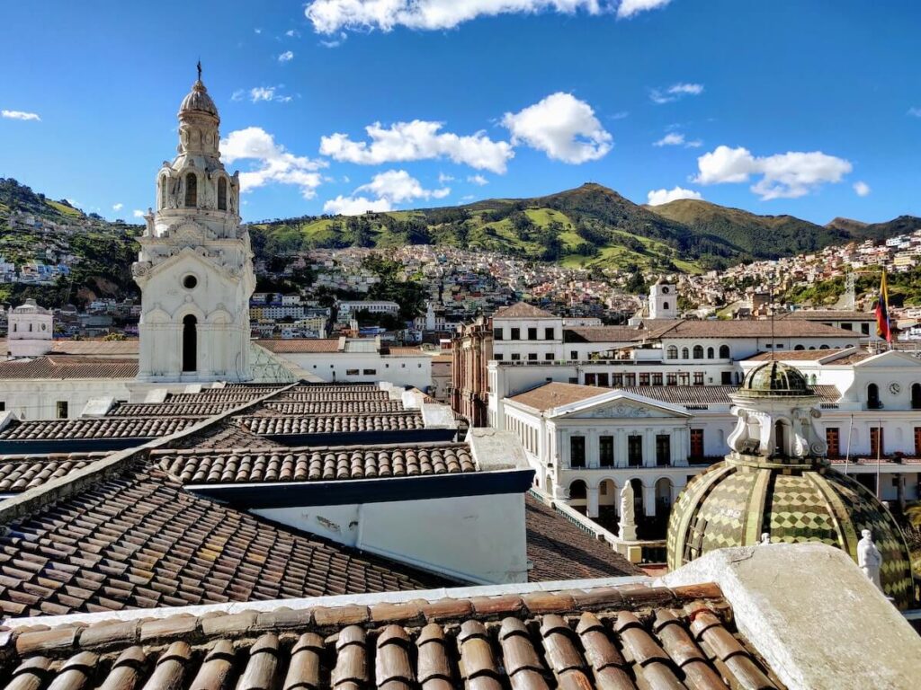 white church in Quito, Ecuador