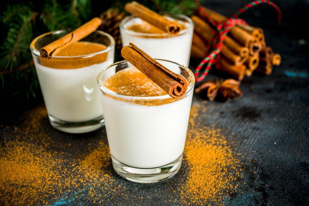 Christmas eggnog liqueur drink or cola de mono cocktail