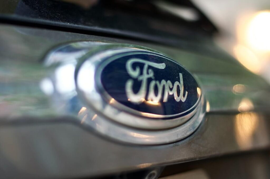 Ford logo in a car, close up