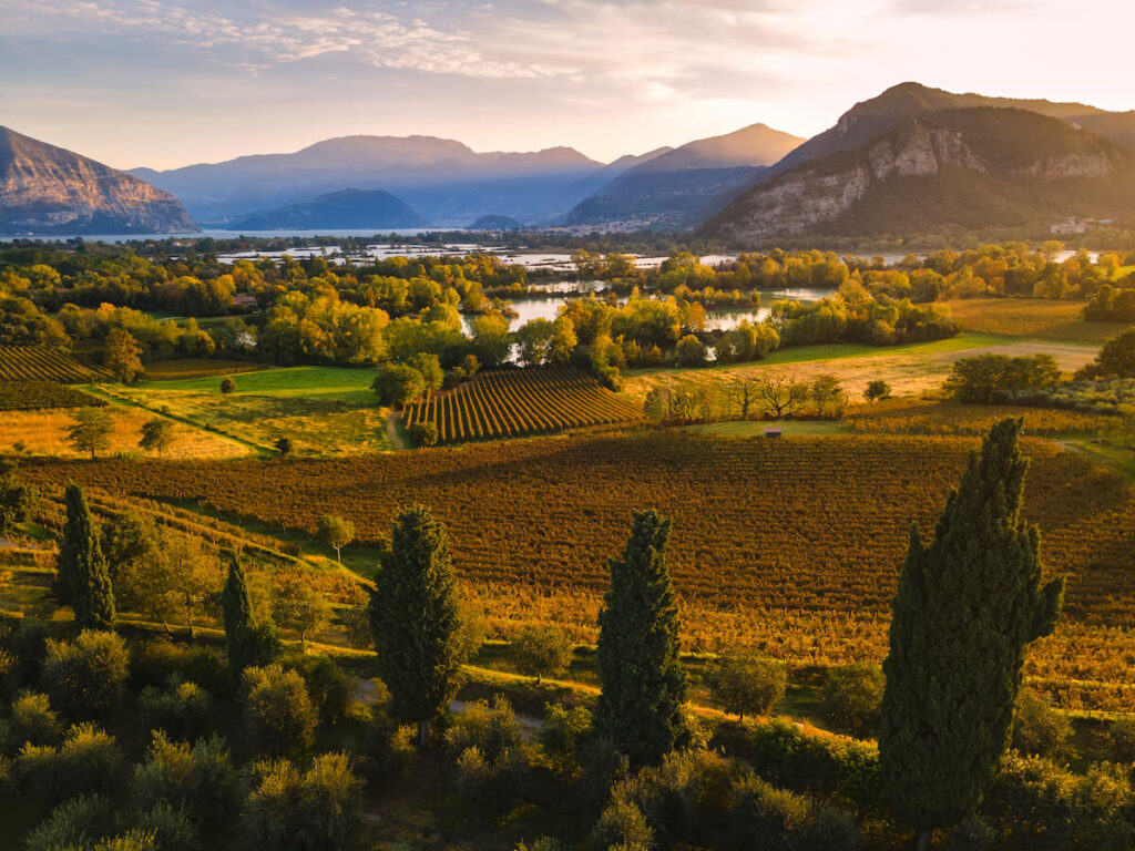 Aerial view from Franciacorta, Brescia province