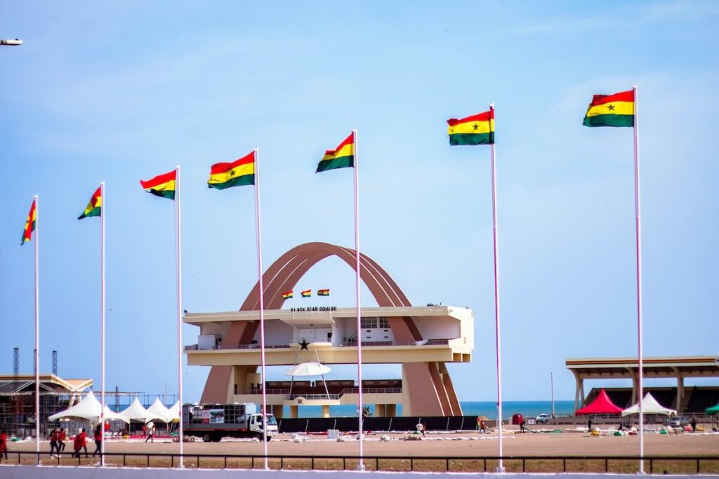 wide shot of Ghana's Independence Square, also known as Black Star Square