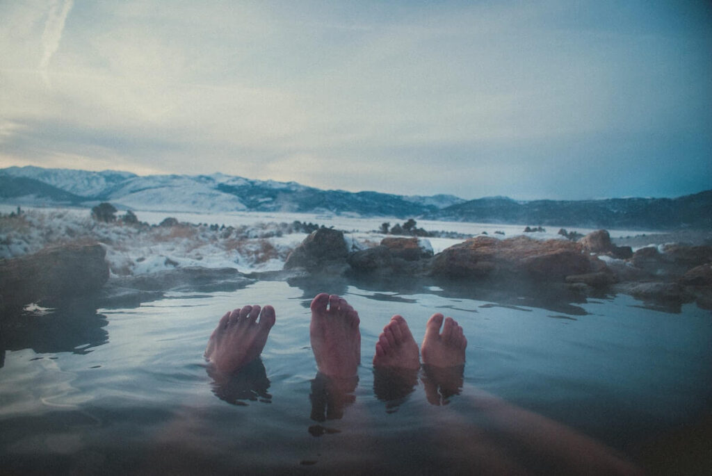 toes appearing in natural hot spring