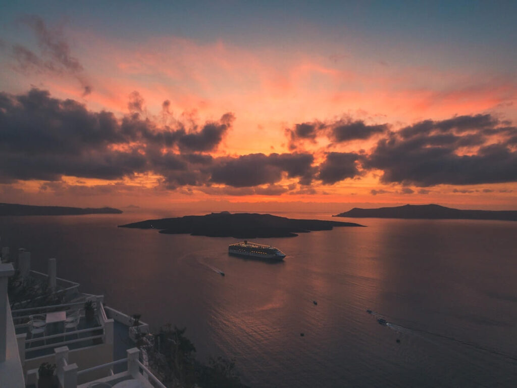 Santorini caldera at sunset