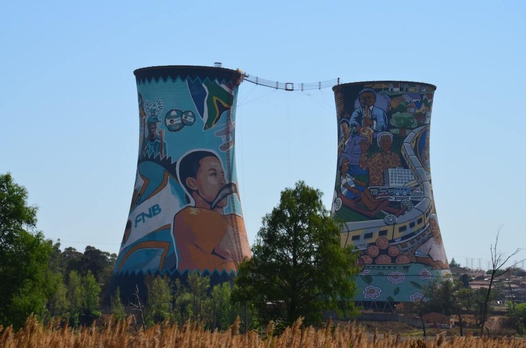Cooling towers in Soweto used as a bungee jumping centre