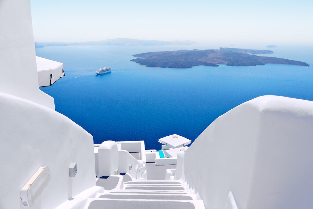 White wash staircases on Santorini Island, Greece