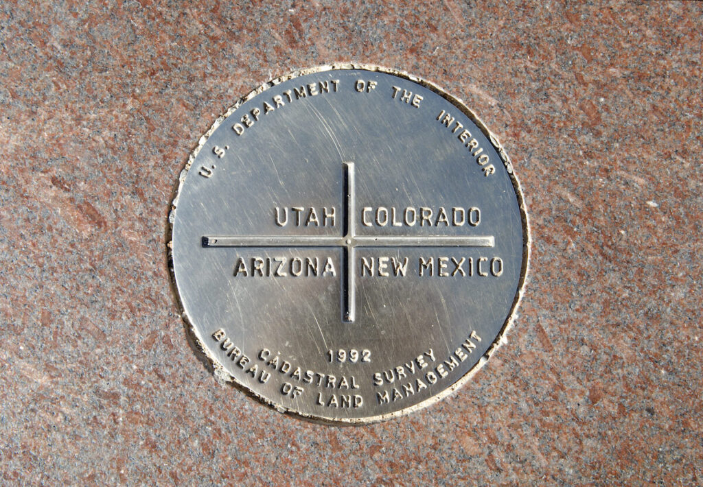 Four Corners Monument that marks the boundary between Utah, Colorado, Arizona, and New Mexico
