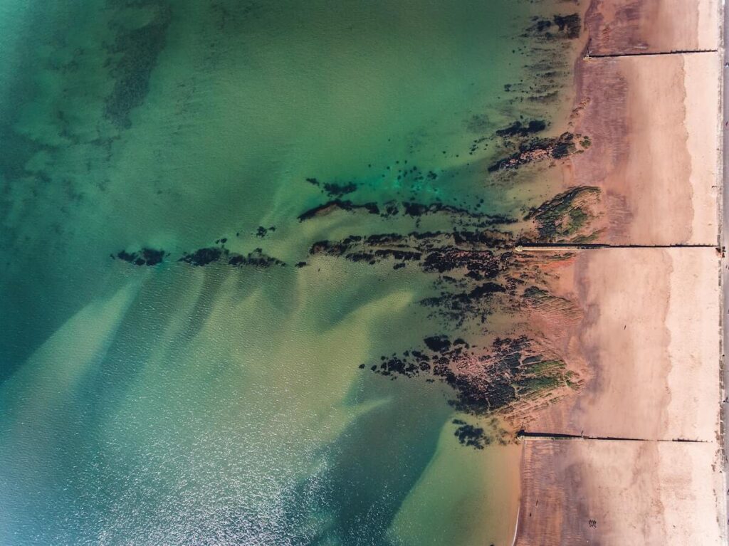 Aerial view of the Jurassic Coast in Dorchester