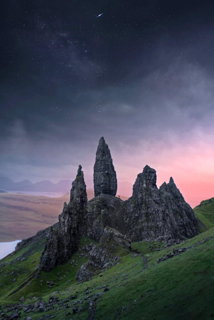 The Old Man of Storr with starry sky in the background