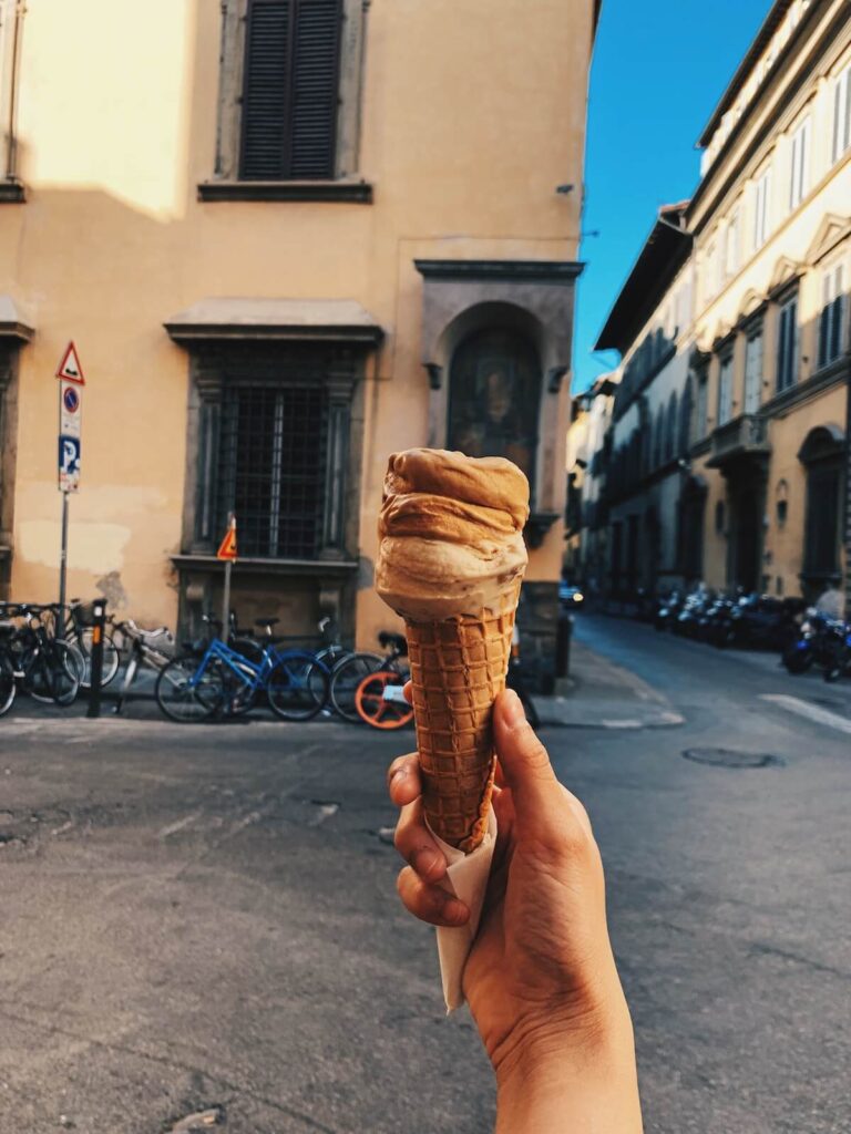 eating gelato in Florence, Italy