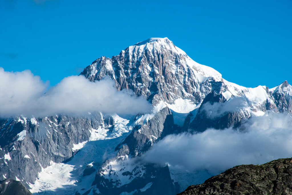 snowy Mont Blanc from La Thuile