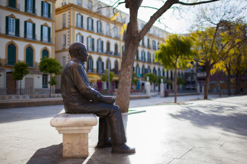 Pablo Picasso Bronze Statue in Plaza de la Merced, Malaga city