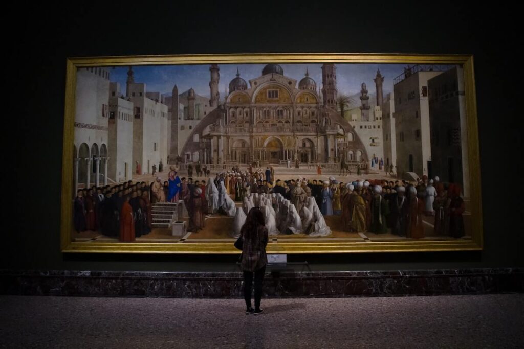 woman viewing painting pinacoteca di brera