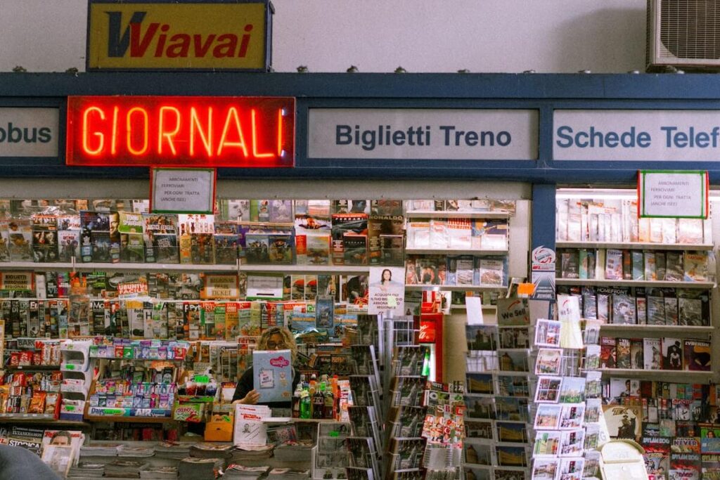 newstand in Pisa, Italy