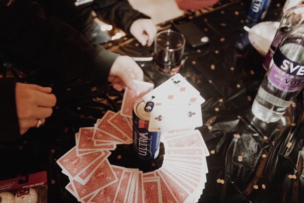 playing cards on table