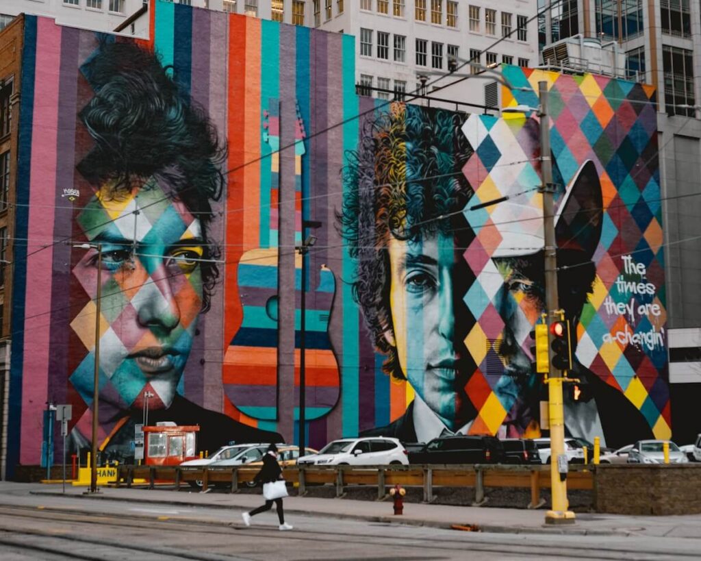 Bob Dylan mural in Minneapolis