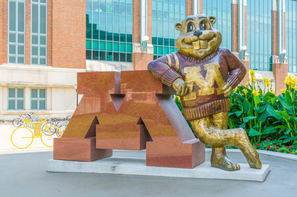 Goldy Gopher mascot on the campus of the University of Minnesota