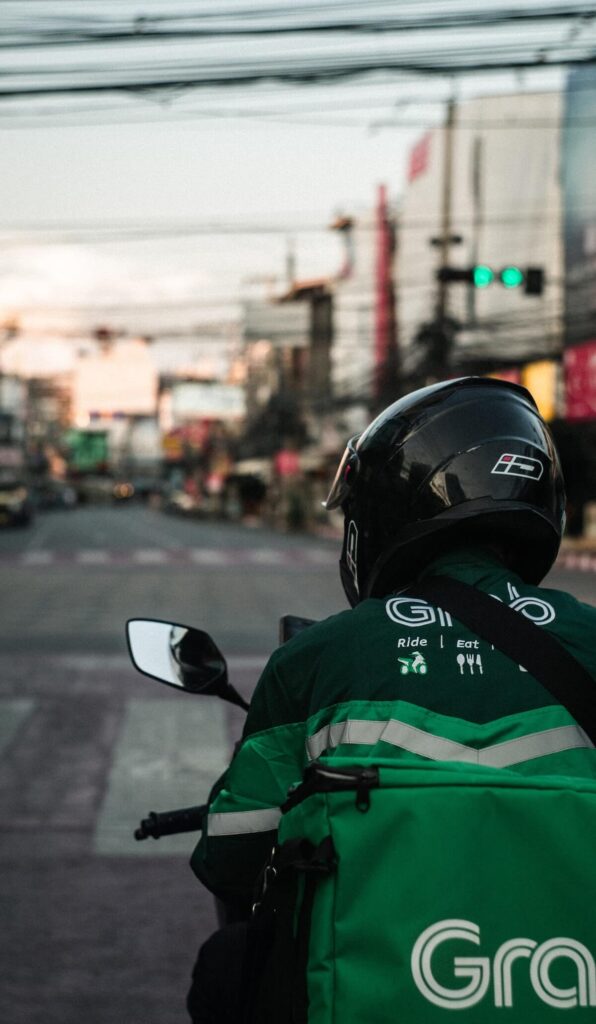 GrabFood driver making a delivery